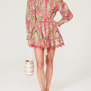 HEMANT & NANDITA Pink and Green Patterned Dress